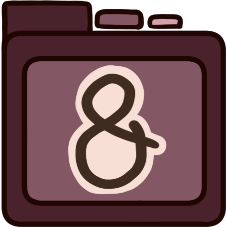 A red file folder with an ampersand on it.